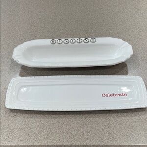 Mudpie White Ceramic Serving Trays set